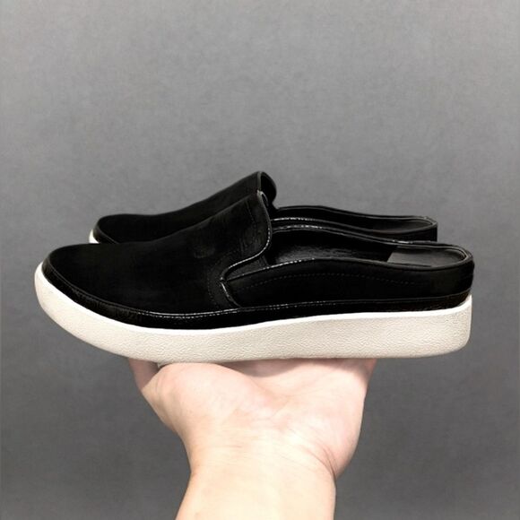 Vionic Effortless Nubuck Patent Trim Mules Slip On Slides Sneakers Black - Picture 7 of 16